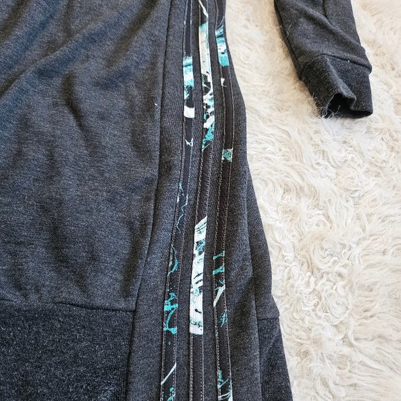 Adidas Neo Women's Grey/White/Aqua Stripped Trim Full Zip Hoodie Long Jacket S - Picture 10 of 10
